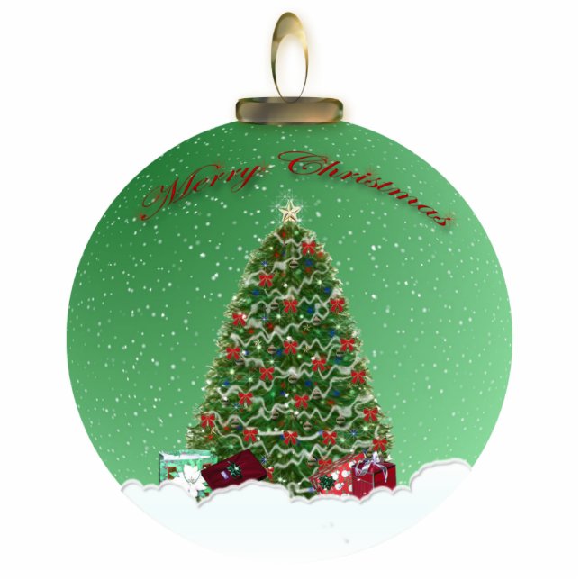 Weihnachtsbaum-Schnee-Kugel-Verzierung Fotoskulptur Ornament (Vorne)