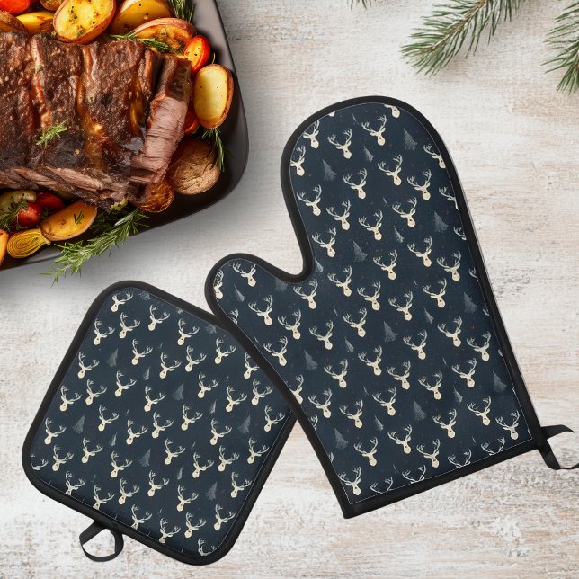 Weihnachtsbaum, Schneeflocke Ofenhandschuh & Topflappen-Set (Von Creator hochgeladen)