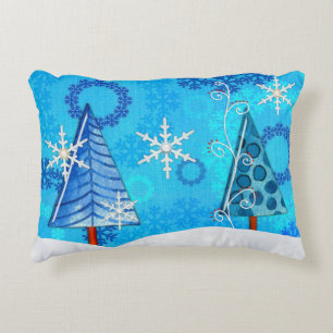 Weihnachtsbaum & Schneeflocken Dekokissen