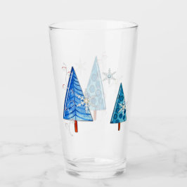Weihnachtsbaum & Schneeflocken Glas