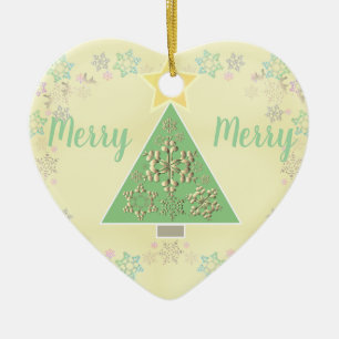 Weihnachtsbaum & Schneeflocken Keramik Ornament
