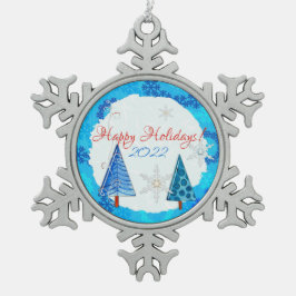 Weihnachtsbaum & Schneeflocken Schneeflocken Zinn-Ornament