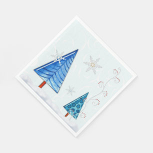 Weihnachtsbaum & Schneeflocken Serviette
