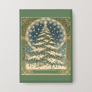 Weihnachtsbaum Schneeflocken und Sterne Art Nouvea Button