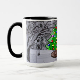 Weihnachtsbaum, Schneemann, Schneeszene Combo-Tass Tasse