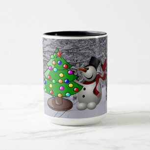 Weihnachtsbaum, Schneemann, Schneeszene Combo-Tass Tasse
