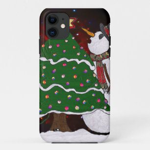 Weihnachtsbaum Schneemann Überraschung Kunst Druck Case-Mate iPhone Hülle
