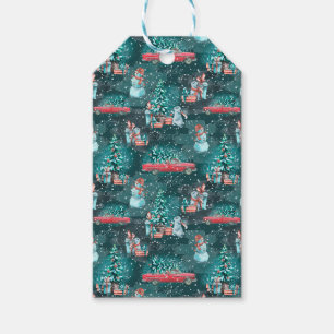 Weihnachtsbaum, Schneemänner und Bunnies Geschenkanhänger