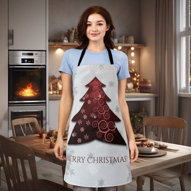 Weihnachtsbaum-Schürze Schürze (Red Festive Christmas Tree Apron)