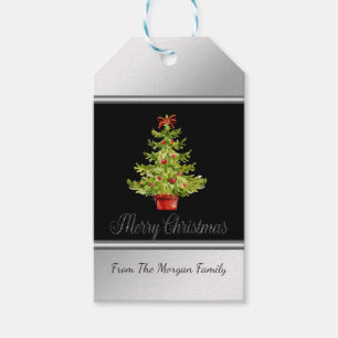 Weihnachtsbaum, schwarz, silber geschenkanhänger