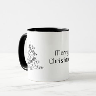 Weihnachtsbaum Schwarz und Weiß Urlaub Tasse