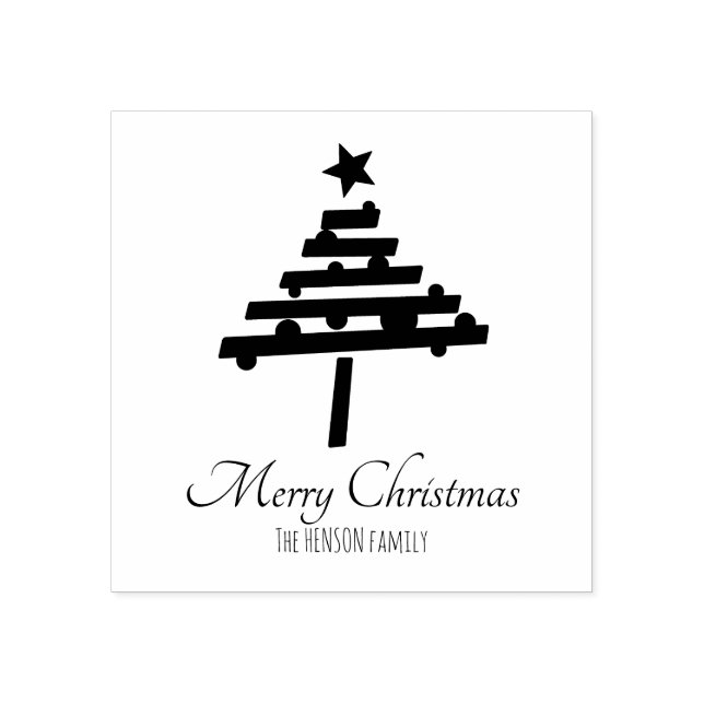 Weihnachtsbaum Schwarzes Skript Personalizable Fei Gummistempel (Prägung)