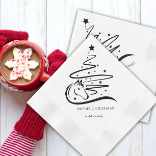 Weihnachtsbaum schwarzReittiere Serviette