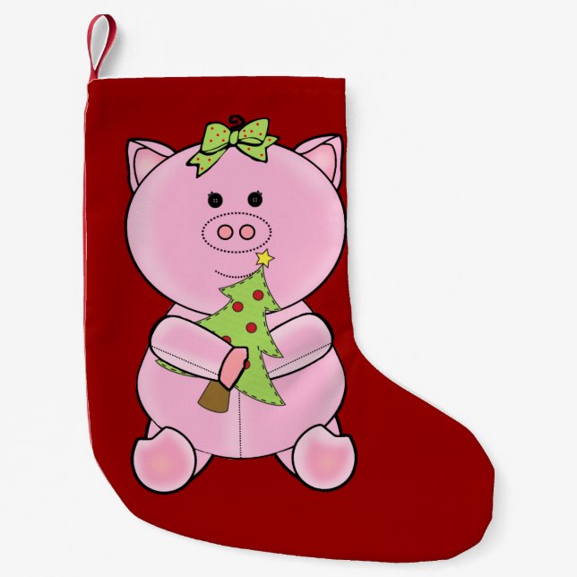 Weihnachtsbaum-Schwein-Strumpf Kleiner Weihnachtsstrumpf (Vorderseite)