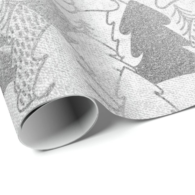 Weihnachtsbaum Silbergrau Extravagante Glitzer Hüt Geschenkpapier (Rolleneckpunkt)