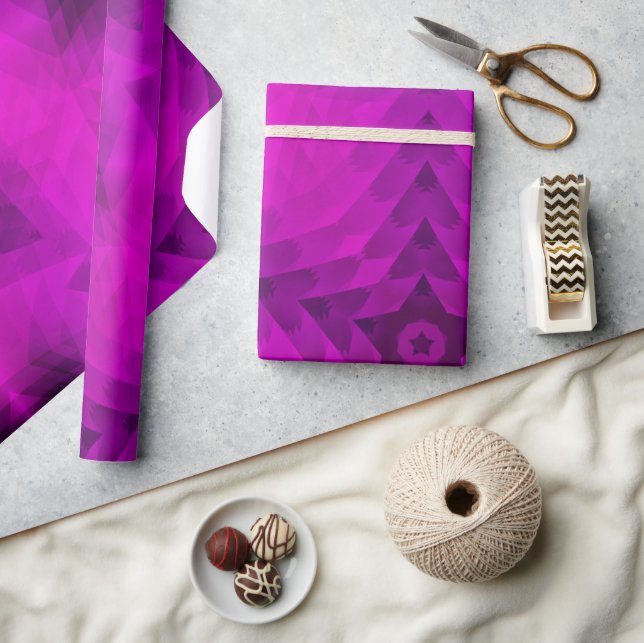 Weihnachtsbaum Silhouette & Lila Star Gradient Geschenkpapier (Kunsthandwerk)