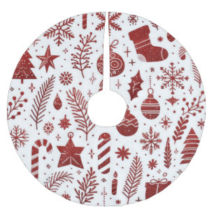 Weihnachtsbaum Skirt Weiß Rot Polyester Weihnachtsbaumdecke
