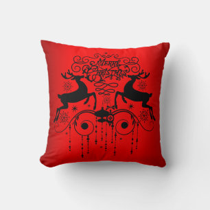 Weihnachtsbaum Slhouettes Red Throw Kissen