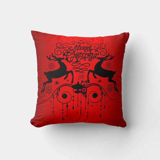 Weihnachtsbaum Slhouettes Red Throw Kissen (Vorderseite)