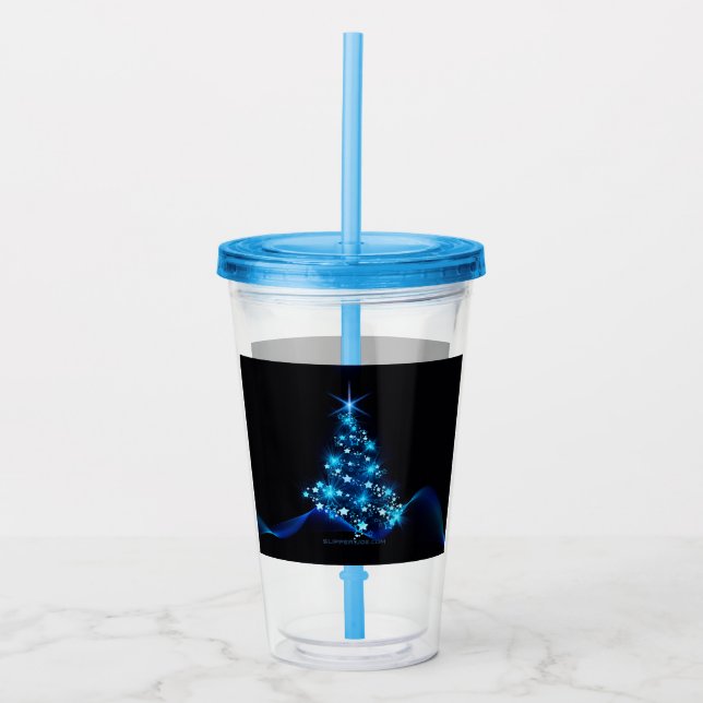 Weihnachtsbaum SlipperyJoe strahlt blau s Acryltrinkbecher (Vorderseite)