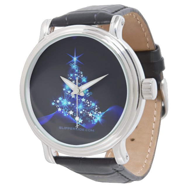 Weihnachtsbaum SlipperyJoe strahlt blau s Armbanduhr (Schrägansicht)
