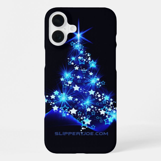 Weihnachtsbaum SlipperyJoe strahlt blau s iPhone 16 Plus Hülle (Rückseite)