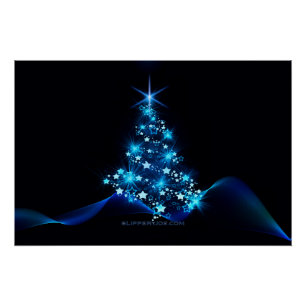 Weihnachtsbaum SlipperyJoe strahlt blau s Poster