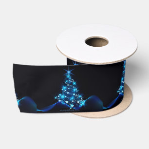 Weihnachtsbaum SlipperyJoe strahlt blau s Satinband