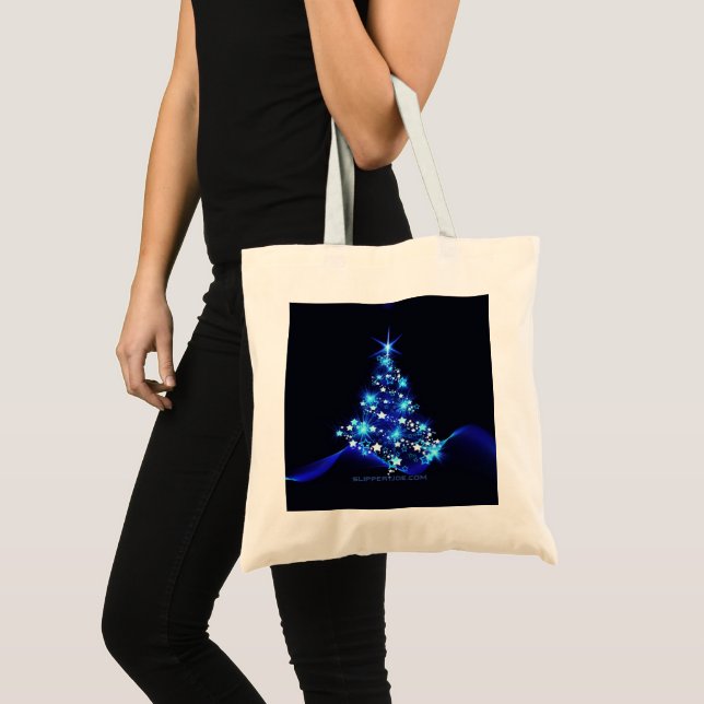 Weihnachtsbaum SlipperyJoe strahlt blau s Tragetasche (Vorderseite (Produkt))