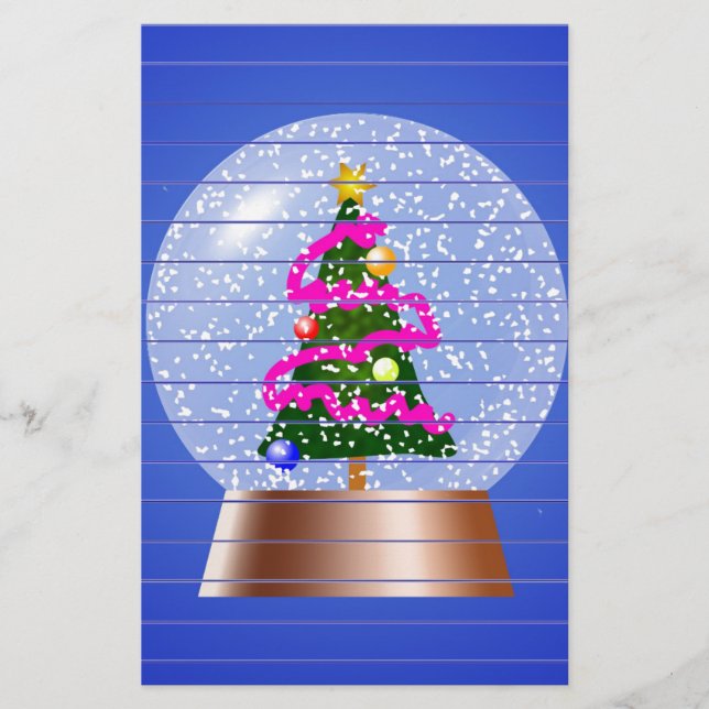 Weihnachtsbaum Snow Globe Briefpapier (Vorderseite)