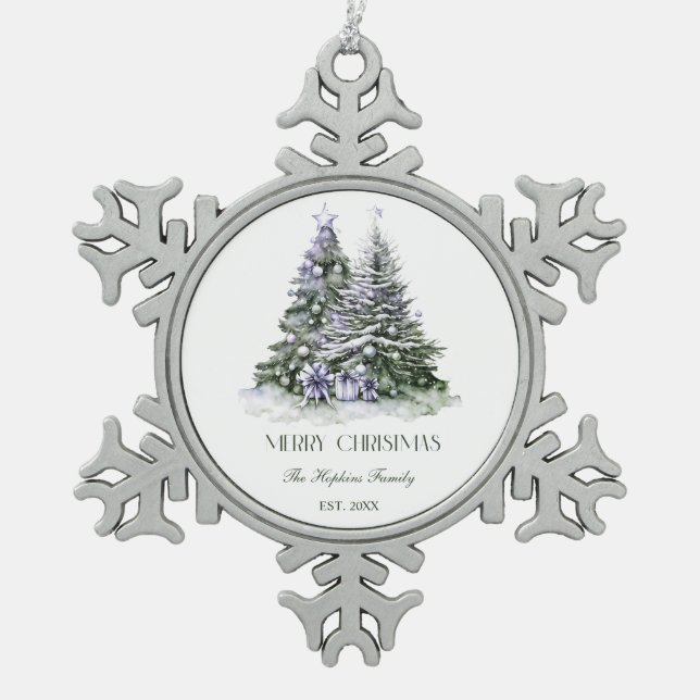 Weihnachtsbaum Snowflake Gerahmte Ornament (Vorderseite)