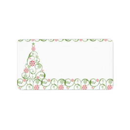 Weihnachtsbaum Snowflake Swirt Weihnachtslabel Adressaufkleber