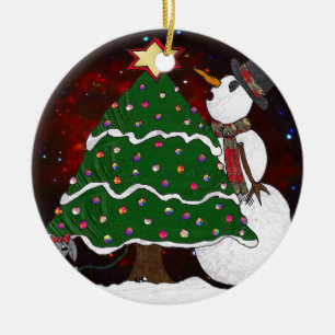 Weihnachtsbaum Snowman Überraschung Kunst drucken Keramik Ornament