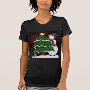 Weihnachtsbaum Snowman Überraschung Kunst drucken T-Shirt