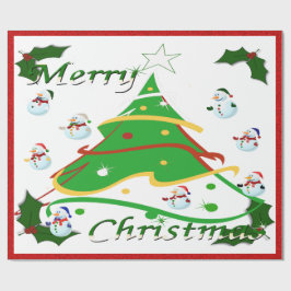 Weihnachtsbaum & Snowmen - Geschenkpapier