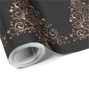 Weihnachtsbaum spielt schwarzes metallisches geschenkpapier