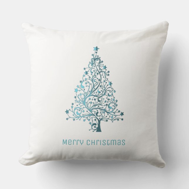 Weihnachtsbaum spielt Türkis-Blau-Weiß die Kissen (Vorderseite)