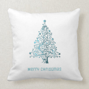 Weihnachtsbaum spielt Türkis-Blau-Weiß die Kissen
