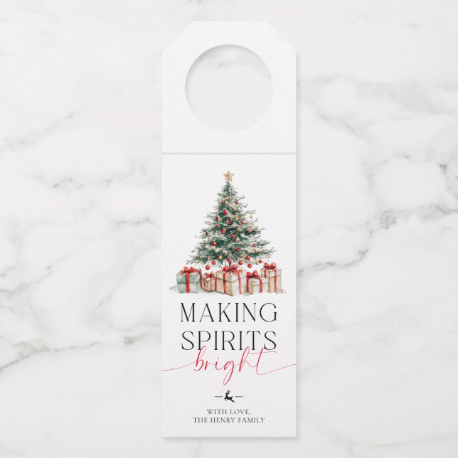 Weihnachtsbaum Spirituosen Bright Geschenk Flaschenanhänger (Vorderseite)