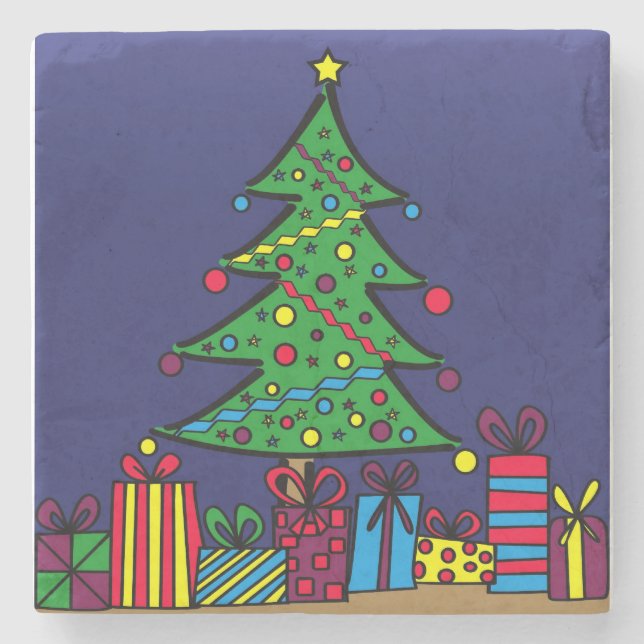 Weihnachtsbaum Steinuntersetzer (Vorderseite)