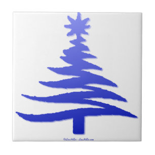 Weihnachtsbaum Stencil Cobalt Blue Fliese