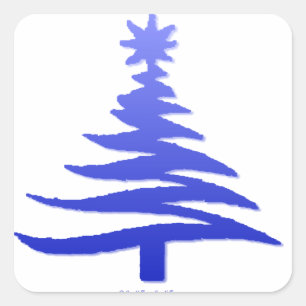 Weihnachtsbaum Stencil Cobalt Blue Quadratischer Aufkleber