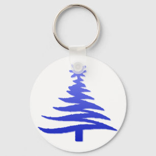 Weihnachtsbaum Stencil Cobalt Blue Schlüsselanhänger