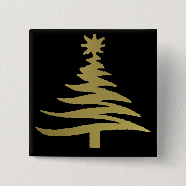 Weihnachtsbaum Stencil Gold Button (Vorderseite)