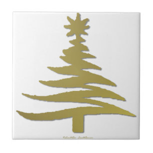 Weihnachtsbaum Stencil Gold Fliese
