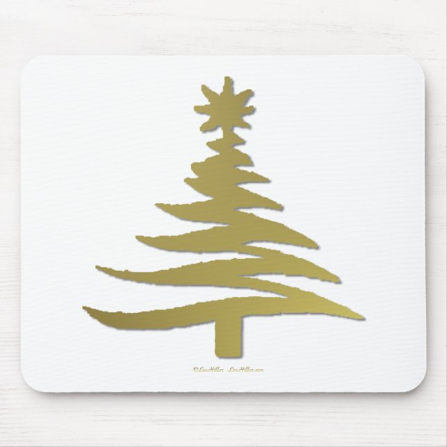 Weihnachtsbaum Stencil Gold Mousepad (Vorne)