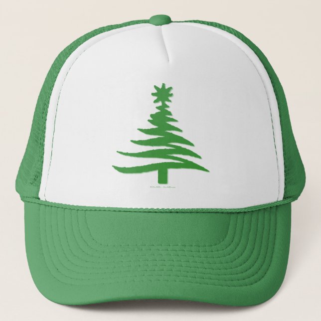Weihnachtsbaum Stencil Green Truckerkappe (Vorderseite)