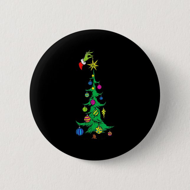 Weihnachtsbaum Stern Grün Hand Xmas Feiertag Kinde Button (Vorderseite)