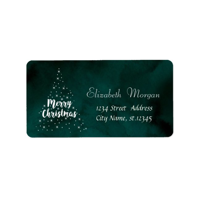 Weihnachtsbaum, Sterne, grün Adressaufkleber (Vorne)
