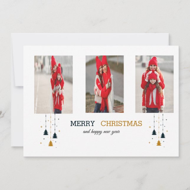 Weihnachtsbaum & Sterne | Moderner Urlaub Einladung (Vorderseite)